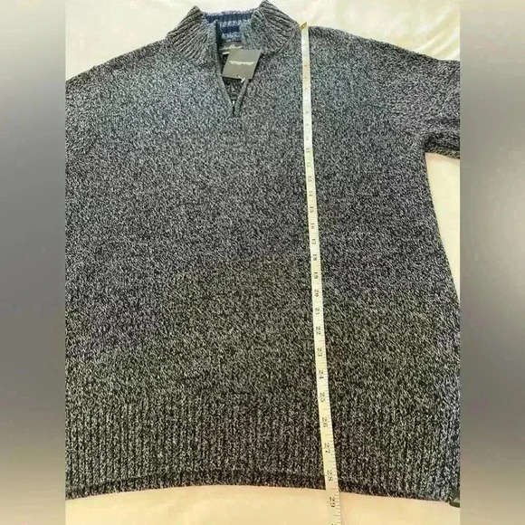 Eddie Bauer Marled Indigo 1/4 Zip Sweater 100% Cotton Men's Large NWT - Picture 13 of 13